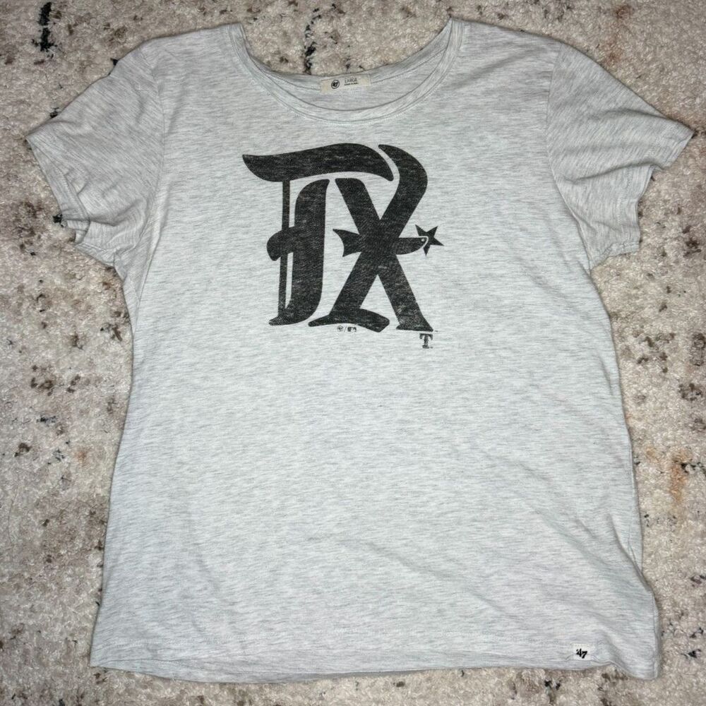 Texas Rangers 47 Brand T-Shirt Men's L Gray Distressed MLB Baseball Tee